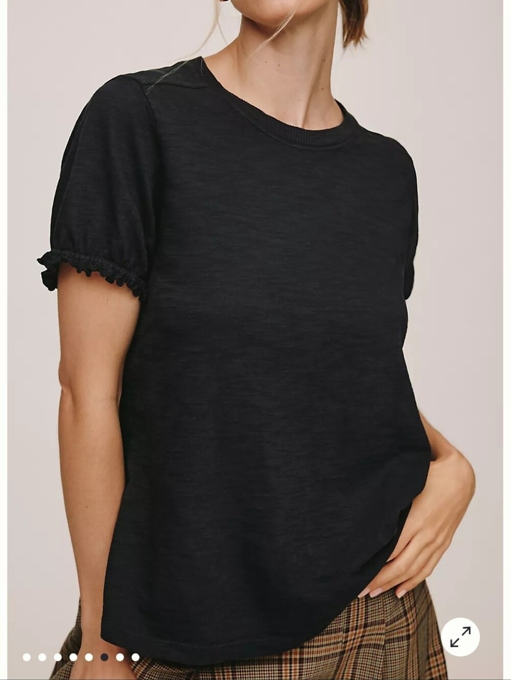 NWT Pilcro by Anthropologie The Bennie 100% Cotton Slim Puff Sleeve Tee Shirt L